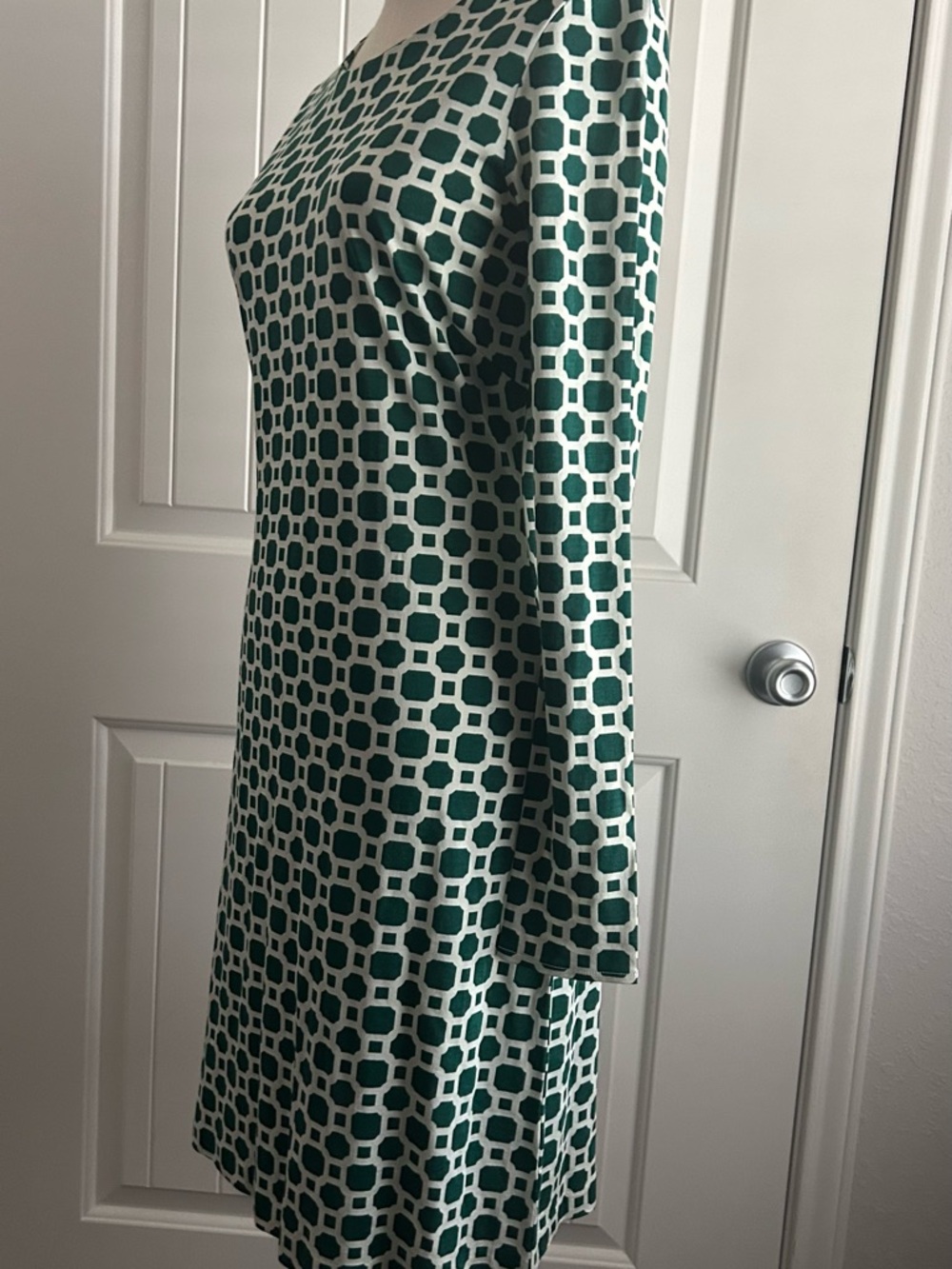 Banana Republic Emerald and White Geometric Midi Dress
